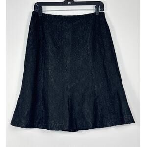 Kay Unger Black Embroidered Lace Skirt Silk Lined Elegant Size 6 Classic